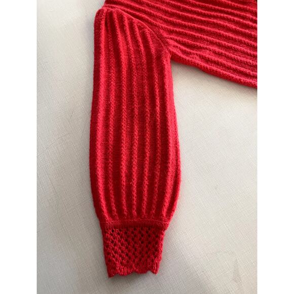 Sundance Sz L Alpine Kiss Cardigan Sweater Red Boho Cozy Grandma Christmas Soft - Picture 8 of 12